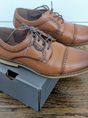 Boys Brown Leather Oxford Dress Shoes
